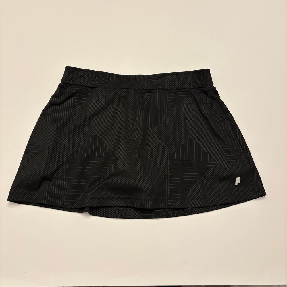 Prince Womens L Black Geometric Tennis Pickleball Skort Built In Shorts